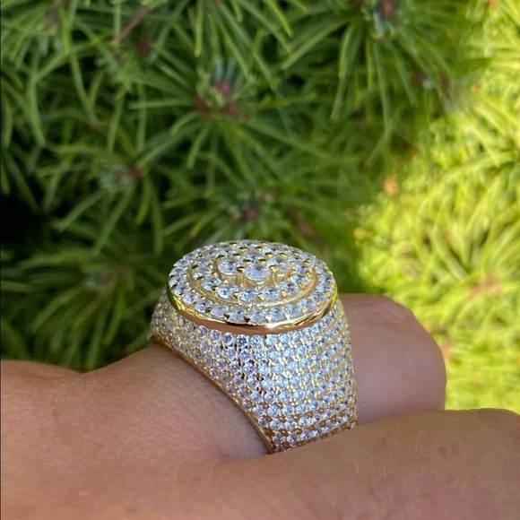 14k Gold Over Solid 925 Sterling Silver Men's Ring - Picture 9 of 9